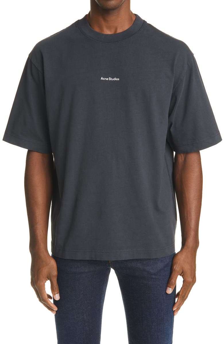 Acne Studios Extorr Stamp Logo Organic Cotton T-Shirt, Main, color, 