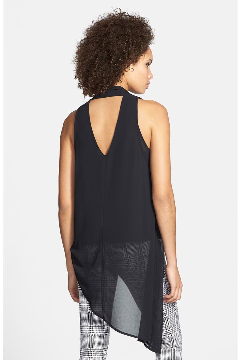 Asymmetrical Drape Front High/Low Top, Alternate, color, BLACK