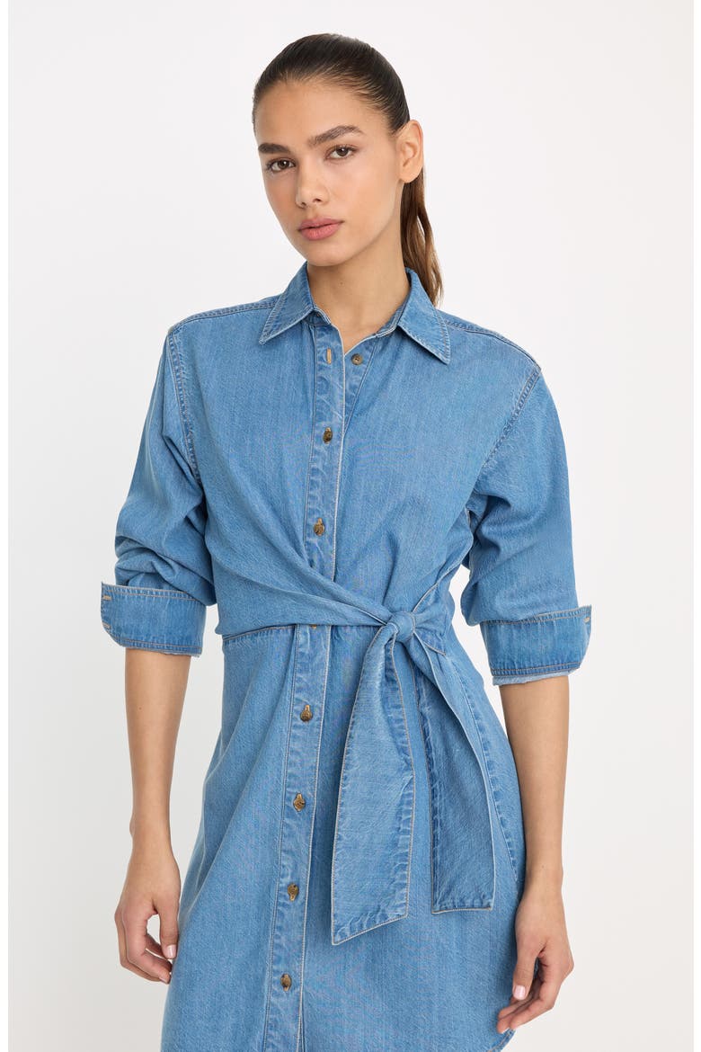 Tie Waist Denim Mini Shirtdress, Alternate, color, INDIGO266