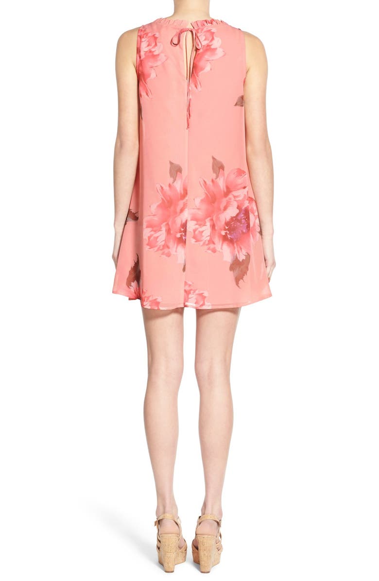 Way-In Floral Print Ruffle Trim Swing Dress, Alternate, color, 