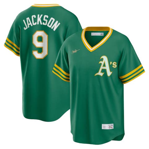 Men's Nike Reggie Jackson Kelly Green Oakland Athletics Road Cooperstown Collection Player Jersey