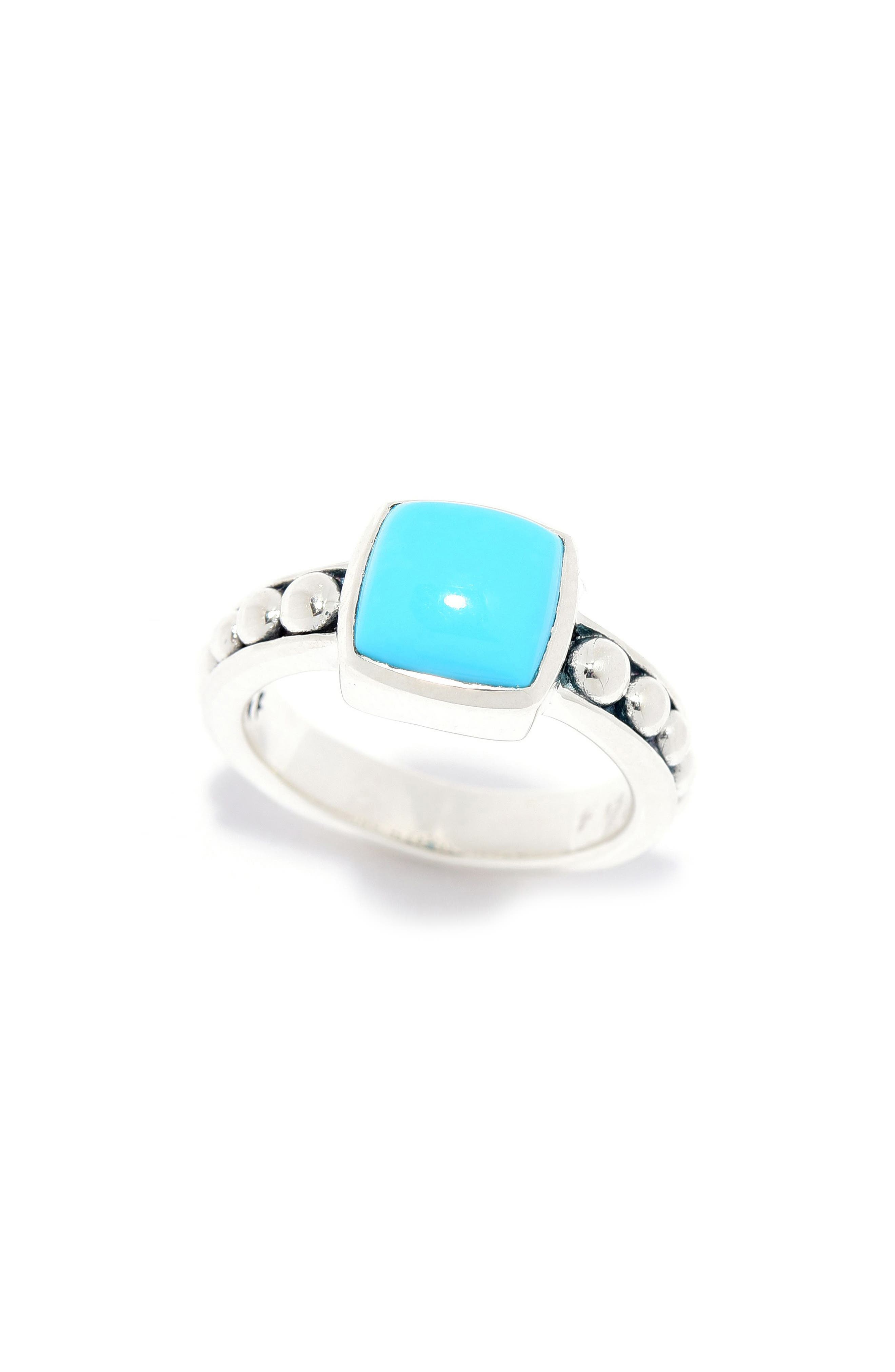 SAMUEL B. Sterling Silver Cushion Cut Turquoise Ring