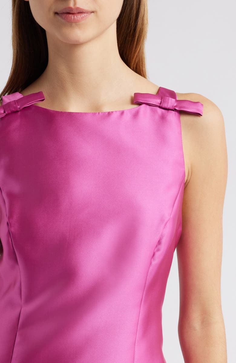 Hutch Bow Detail Bateau Neck Gazar Cocktail Dress, Alternate, color, Hot Pink