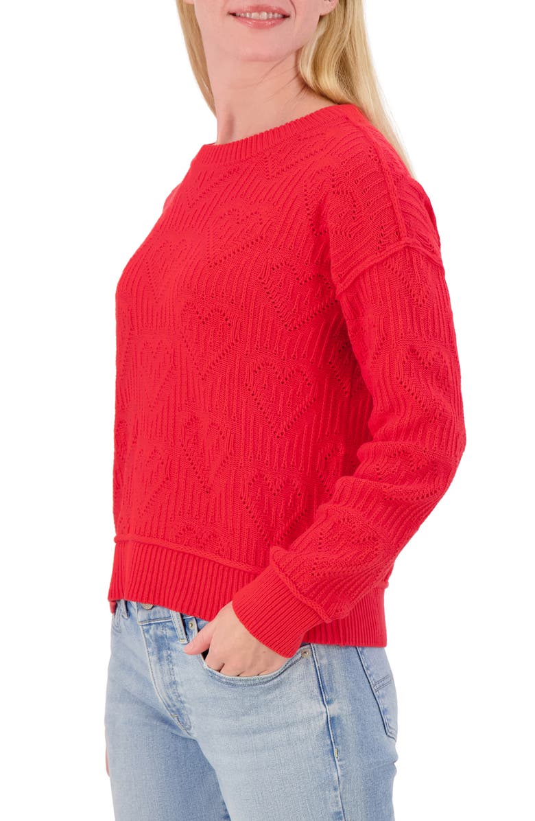 Lucky Brand Heart Stitch Sweater, Alternate, color, Lollipop