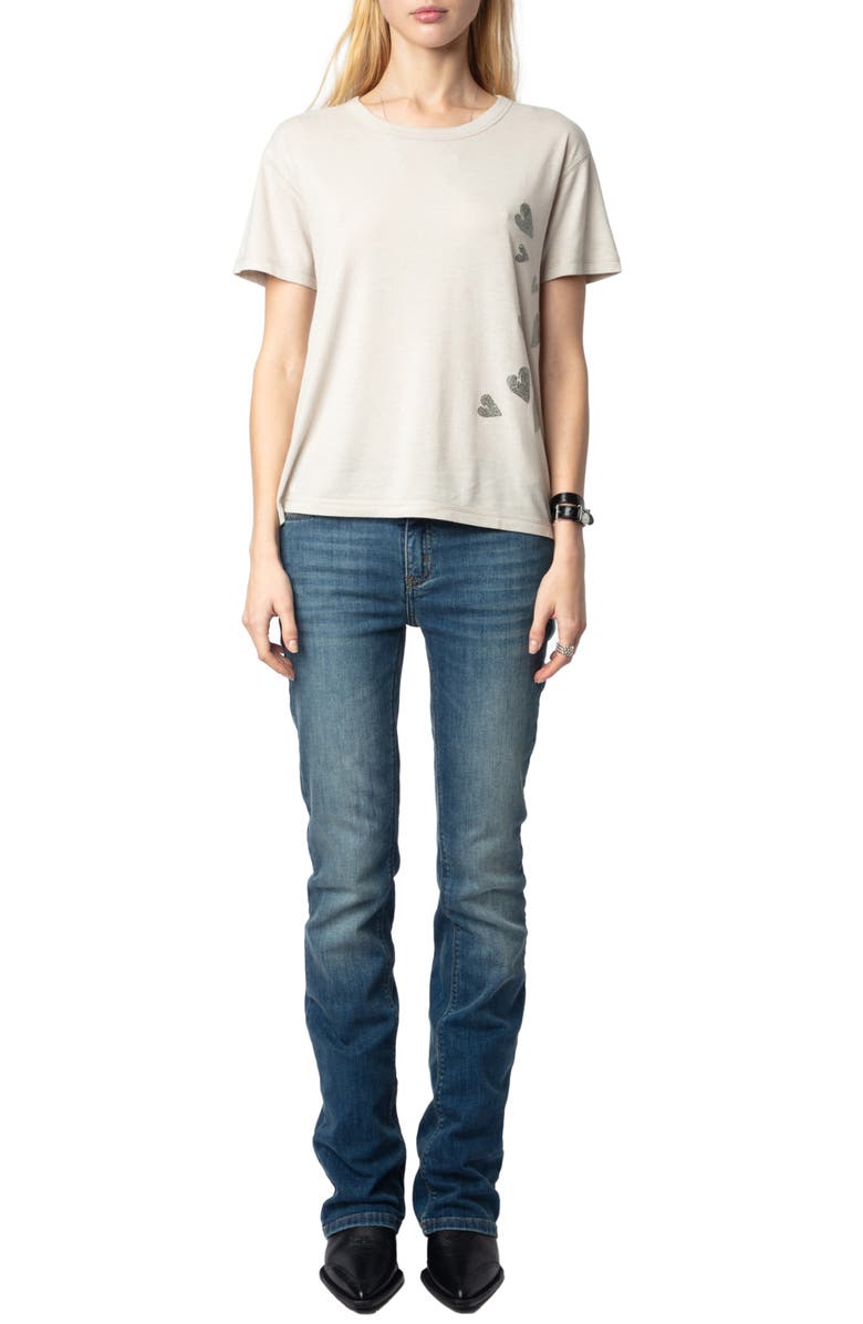 Zadig & Voltaire Marta Rain Strass Heart Embellished T-Shirt, Alternate, color, 
