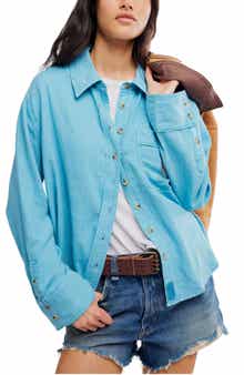 Free People Laurel Linen Blend Button-Up Shirt