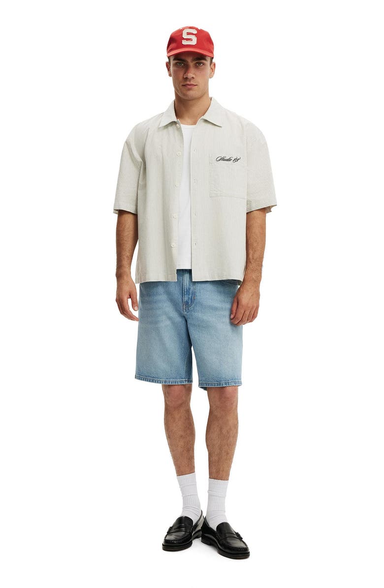 Cotton On Men's Loose Straight Denim Short, Alternate, color, River Blue