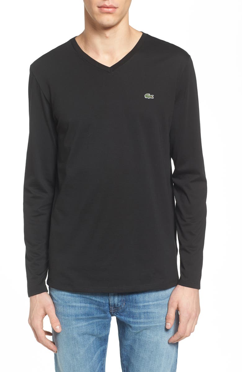Lacoste Regular Fit Long Sleeve T-Shirt, Main, color, 031 Black