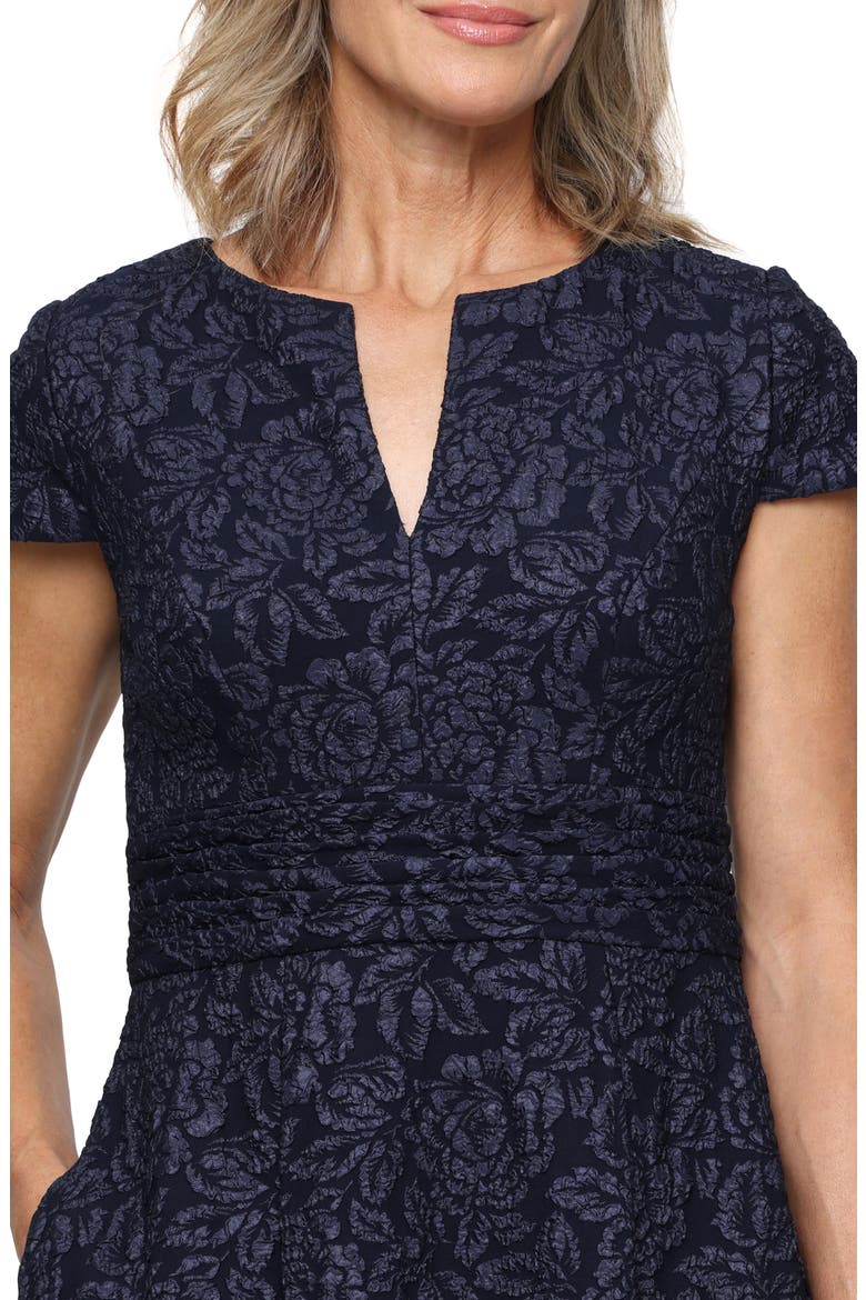 Embossed Short Sleeve Maxi Dress, Alternate, color, NAVY