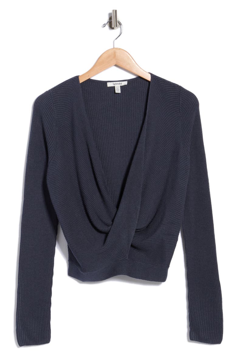 Loop Knit Surplice V-Neck Sweater, Main, color, ICE NAVY