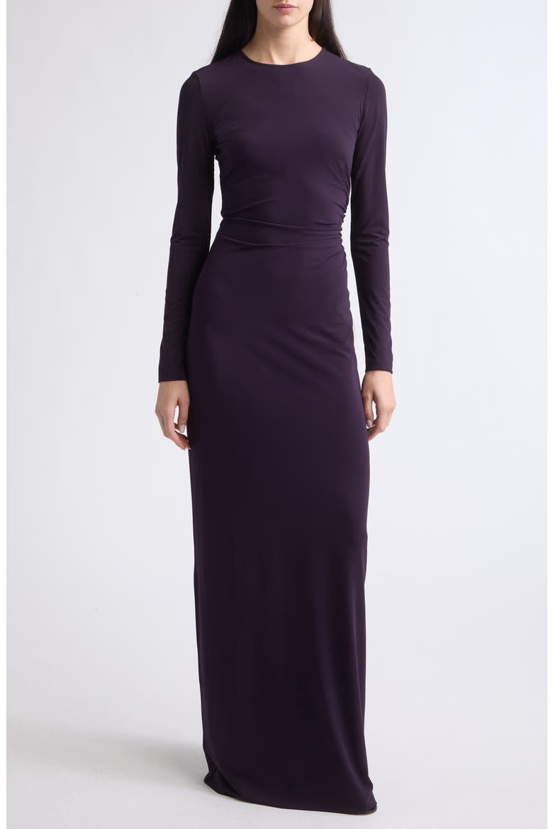 Jersey Long Sleeve Maxi Dress, Main, color, BLACKBERRY