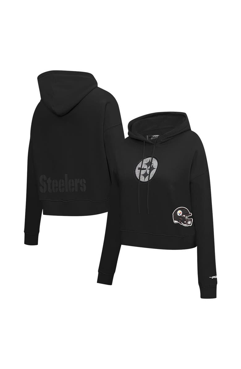 PRO STANDARD Women's Pro Standard Black Pittsburgh Steelers Jeweled Cropped Pullover Hoodie, Main, color, 
