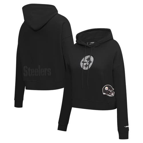 Pro Standard Black Pittsburgh Steelers Jeweled Cropped Pullover Hoodie