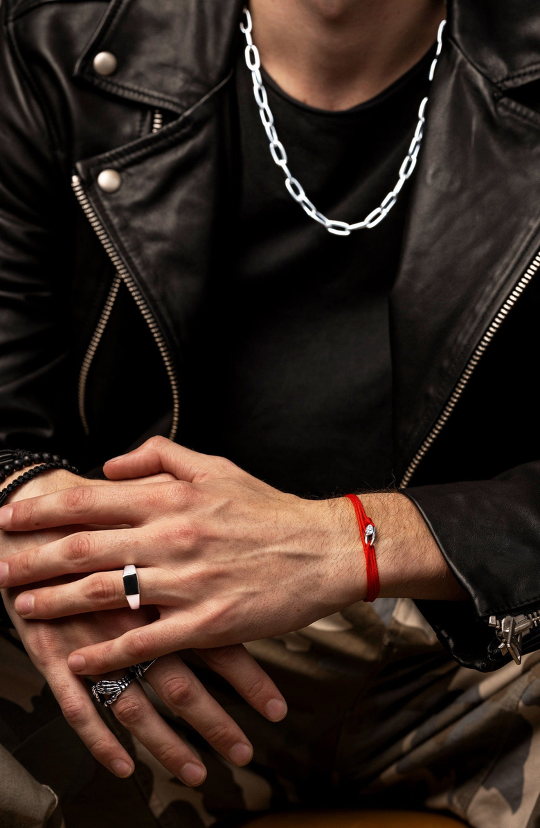 Nialaya Wrap-Around Lock String Bracelet, Alternate, color, Red/Silver