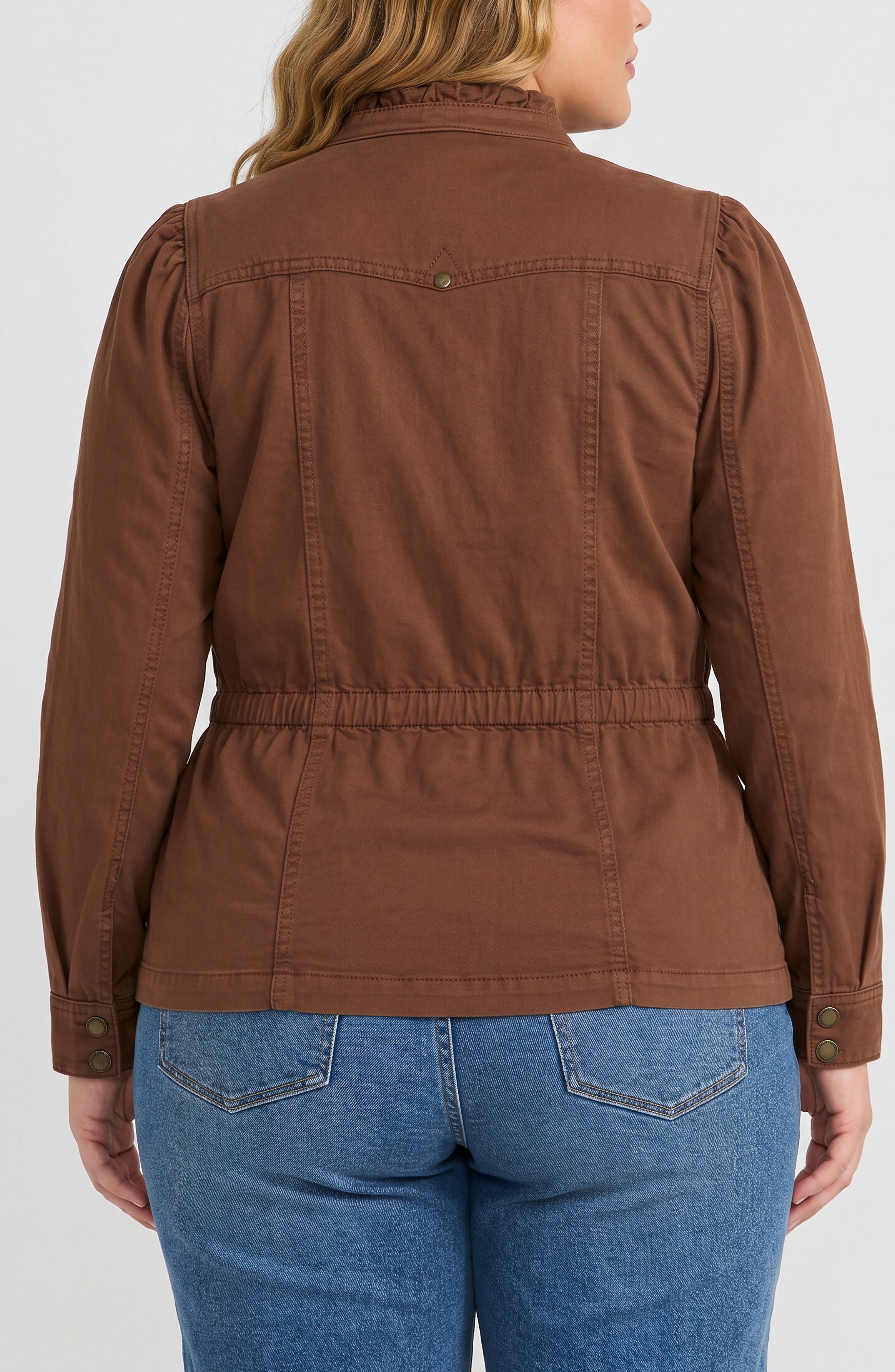 Liverpool Los Angeles Puff Sleeve Ruffle Trim Trucker Jacket — фото 6