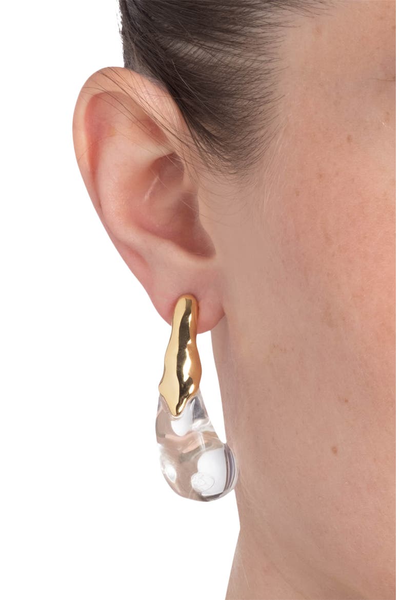 Liquid Lucite® Arched Drop Earrings, Alternate, color, GOLD/ CLEAR