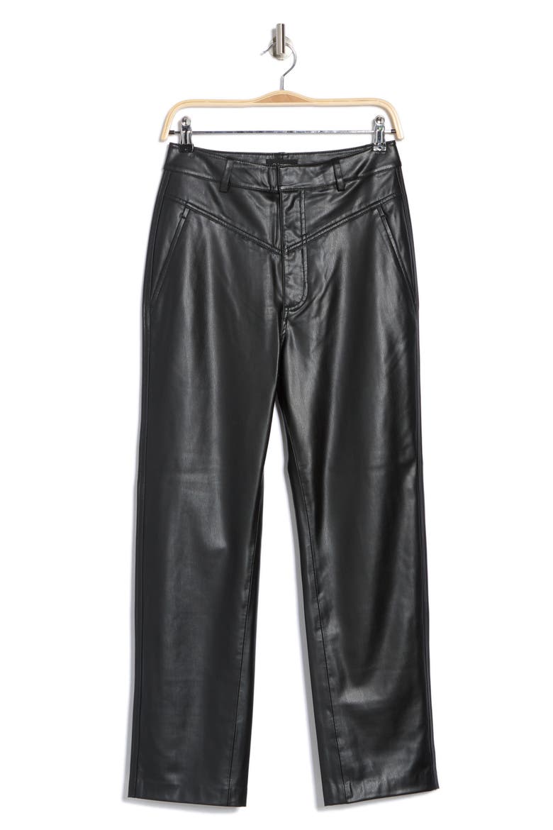 Cleo High Waist Kick Flare Faux Leather Pants, Alternate, color, TRUE BLACK