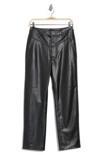 Shop Ag Cleo High Waist Kick Flare Faux Leather Pants In True Black