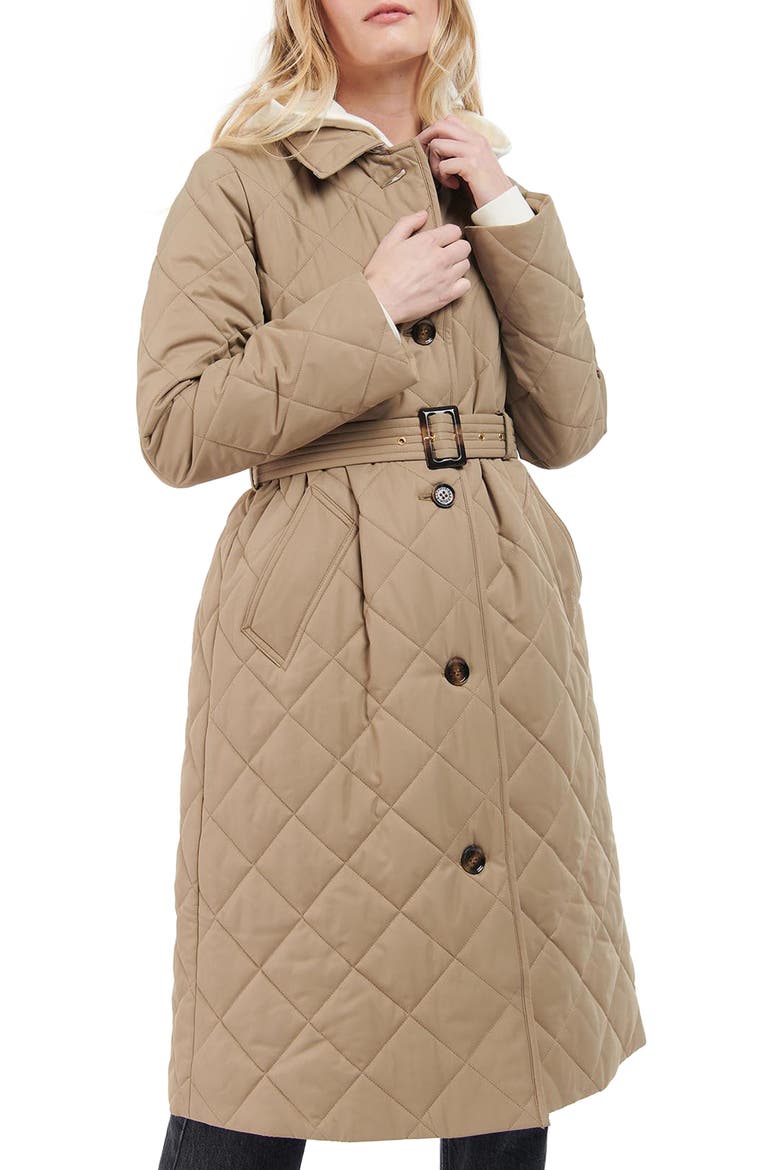 Cordelia Quilted Longline Jacket, Main, color, ROSEWOOD/ ROSEWOOD TARTAN