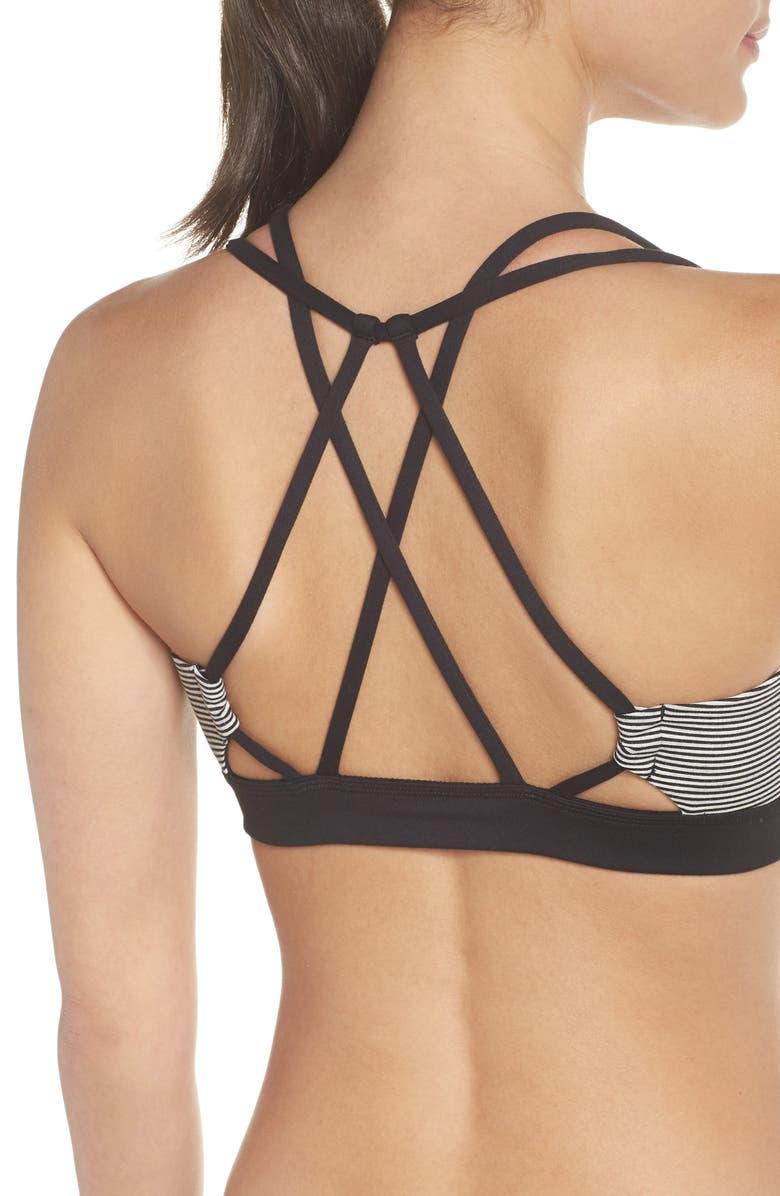 Zella So Hot Stripe Sports Bra, Alternate, color, 