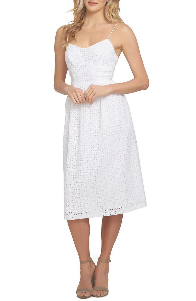 CeCe Aurora Eyelet Midi Dress, Main, color, 