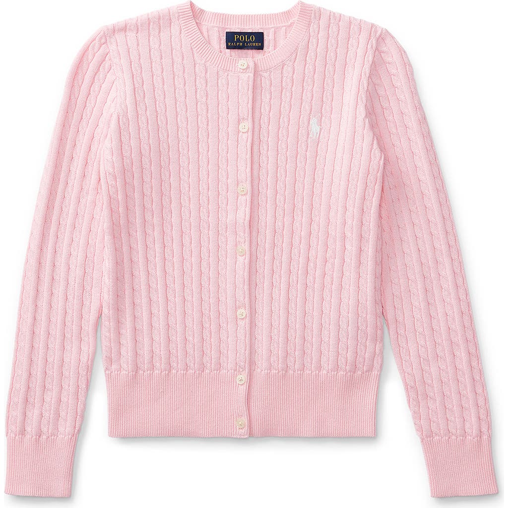 Polo Ralph Lauren Little Girls Cable-knit Cotton Cardigan In Hint Of Pink
