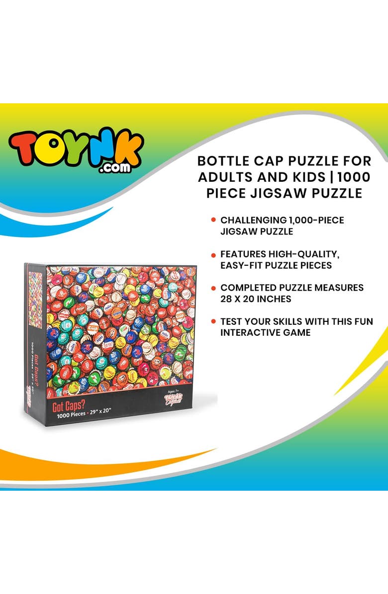 Toynk Got Caps? Soda Bottle Cap Puzzle For Adults And Kids | 1000 Piece Jigsaw Puzzle, Alternate, color, Red