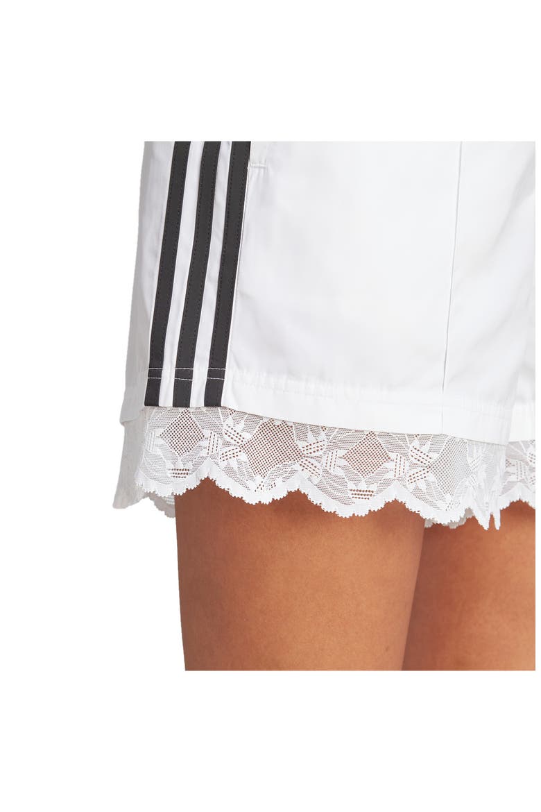 3-Stripes Lace Trim Shorts, Alternate, color, WHITE