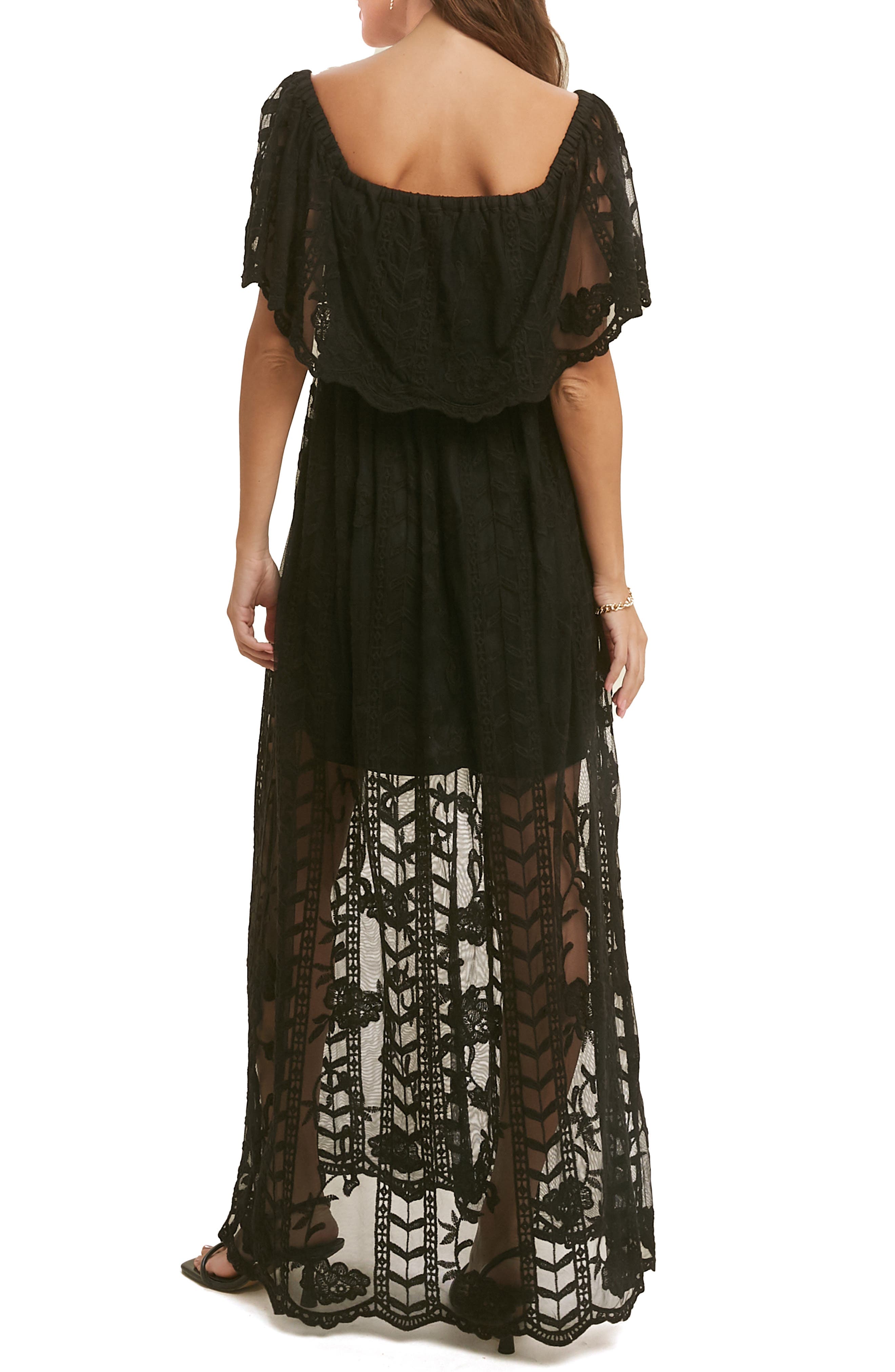 Lace Overlay Off the Shoulder Maxi Dress - image 2