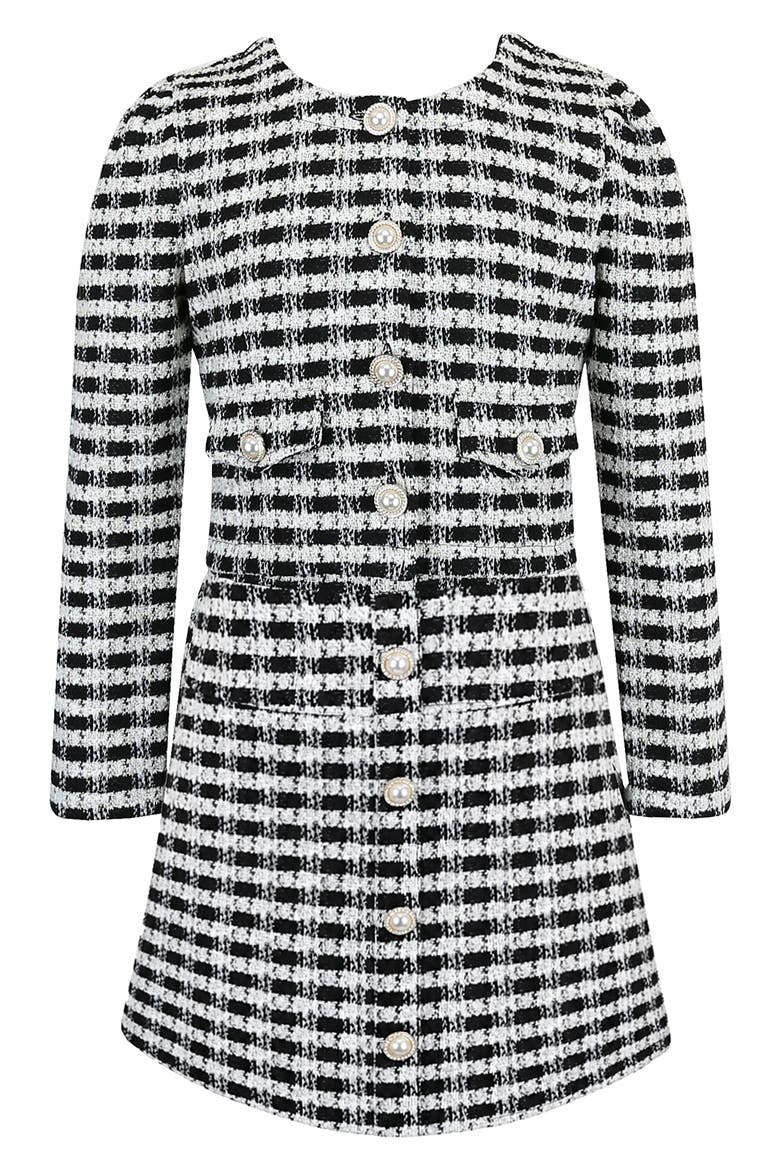 Kids' 2-Piece Boucle Dress and Jacket Set, Main, color, BLACK/WHITE
