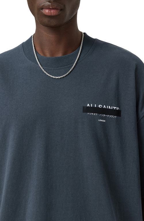 Allsaints Redact Mock Neck Graphic T-shirt In Blue