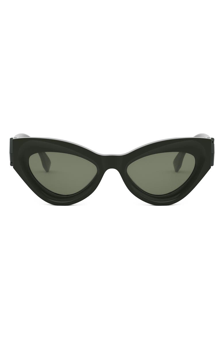 Fendi FF Diamonds 52mm Cat Eye Sunglasses, Main, color, Shiny Dark Green / Green