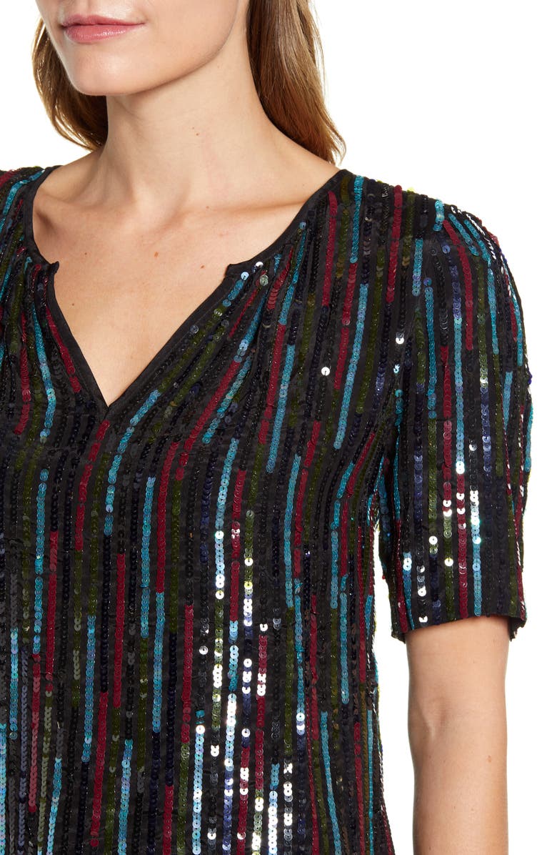 Velvet by Graham & Spencer Multicolor Sequin Short Sleeve Top, Alternate, color, 