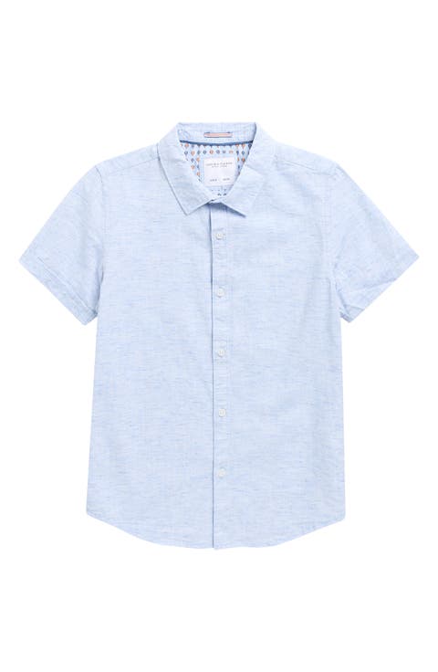 Kids' Mélange Short Sleeve Button-Up Shirt (Big Kid)