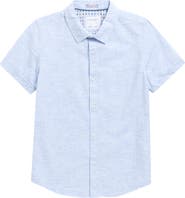 DENIM AND FLOWER Kids' Mélange Short Sleeve Button-Up Shirt