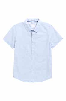 DENIM AND FLOWER Kids' Mélange Short Sleeve Button-Up Shirt