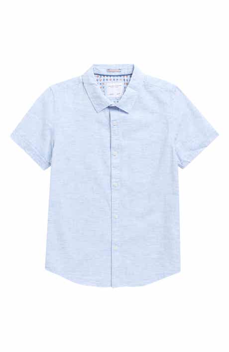 DENIM AND FLOWER Kids' Mélange Short Sleeve Button-Up Shirt