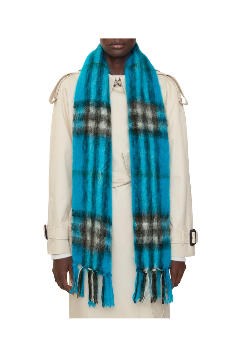 Burberry Check Mohair Wool Scarf, Alternate, color, Hyacinth