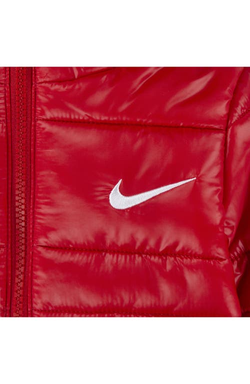 Nike Puffer Zip Jacket In University Red