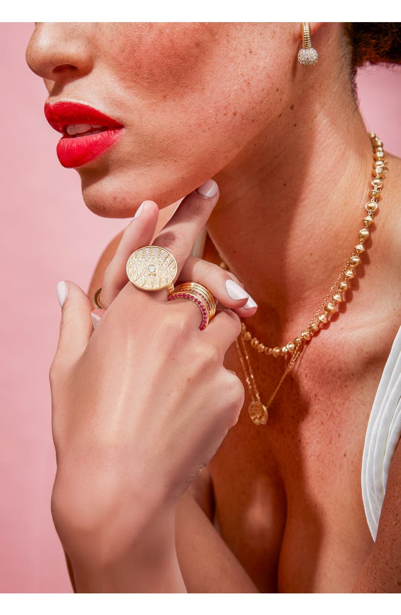 Campbell + Charlotte Revel Bobble Huggie, Alternate, color, Diamond- Gold