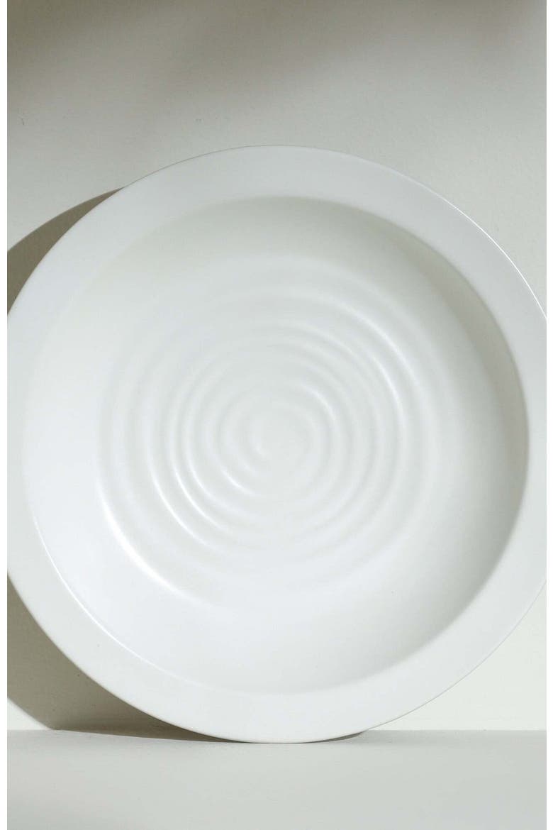 Orbit Stoneware 24-Piece Dinnerware Set with Pasta Bowls, Alternate, color, White