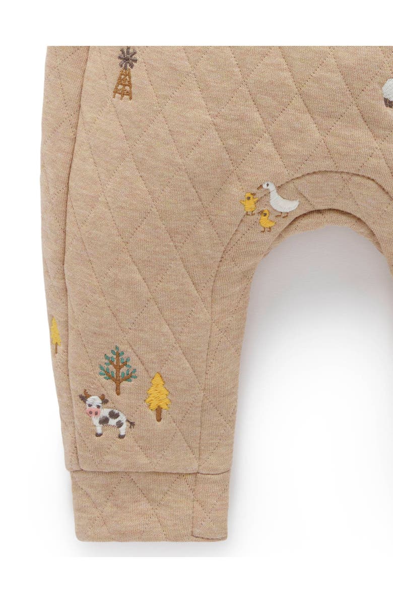 Purebaby Quilted Overall and Bodysuit Set, Alternate, color, Farm Friends Broderie