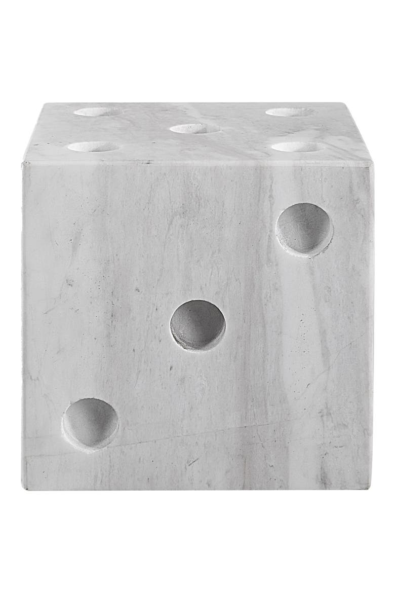 Decorative Marble Dice Sculpture, Alternate, color, WHITE