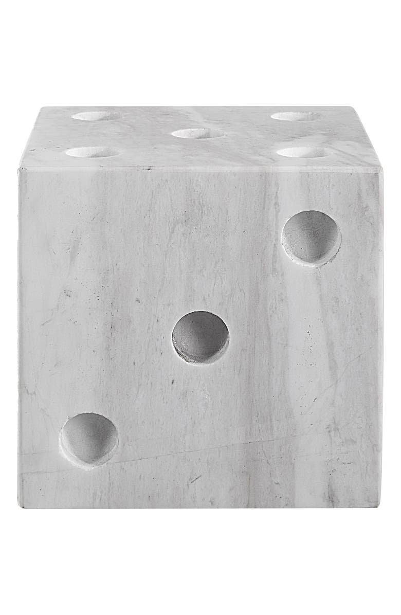 Renwil Decorative Marble Dice Sculpture, Alternate, color, White