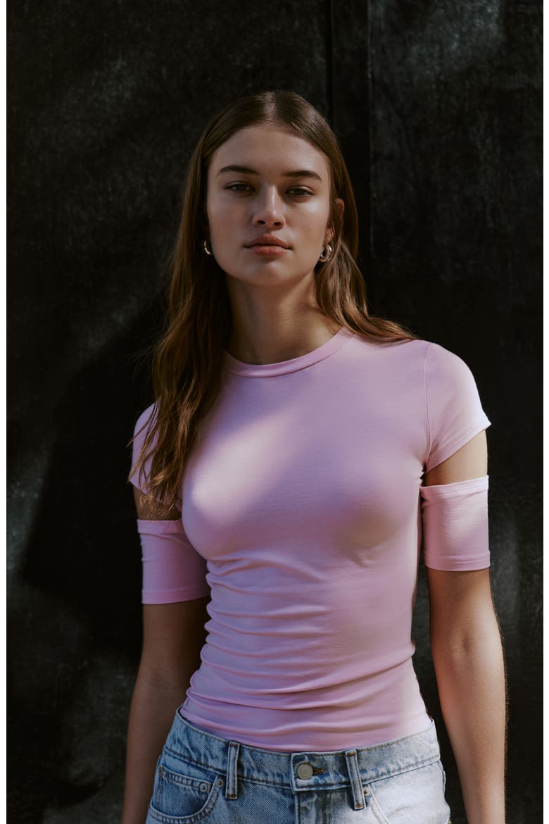 Esme Sleeve Cutout Top, Alternate, color, MAUVE