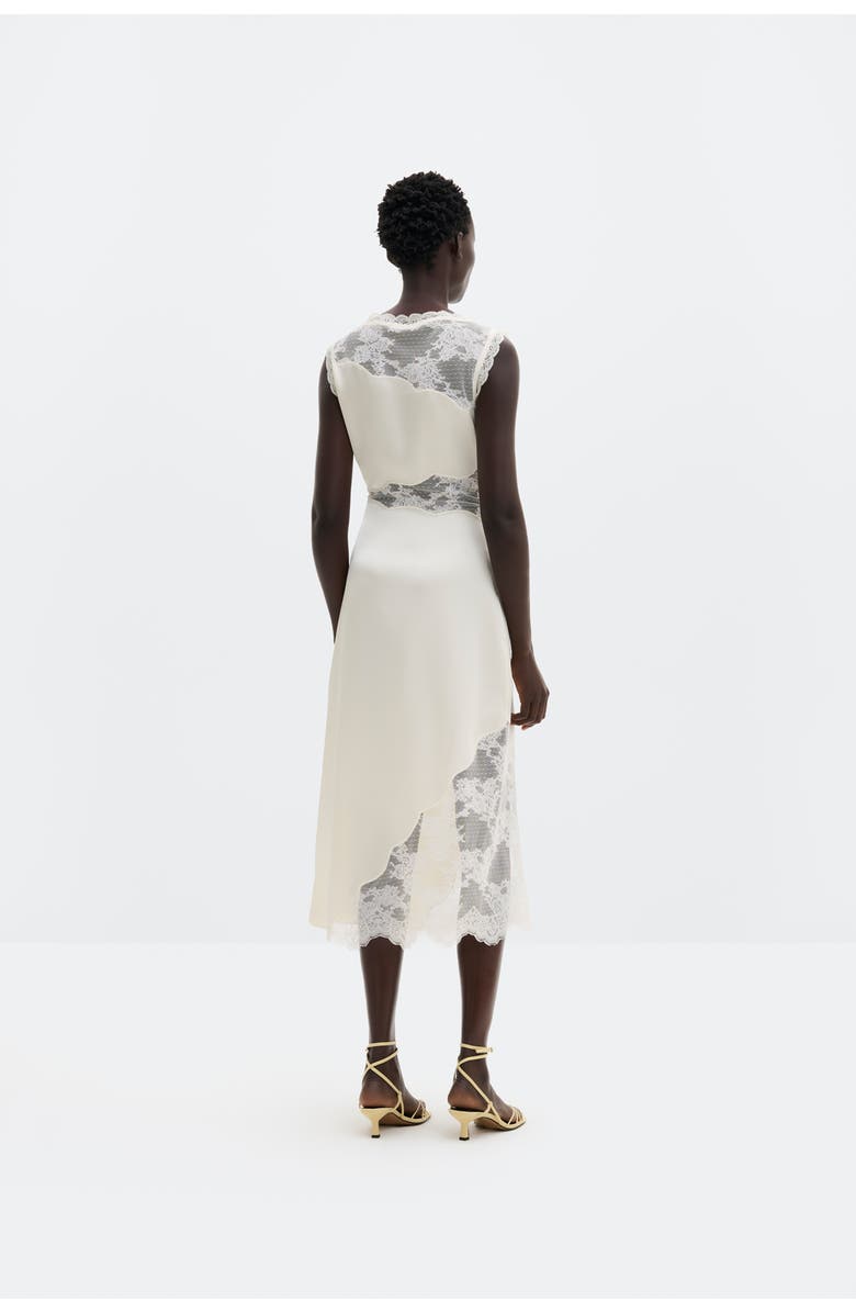 Malina Desire Lace Trimmed Cut Out Midi Dress, Alternate, color, Vanilla
