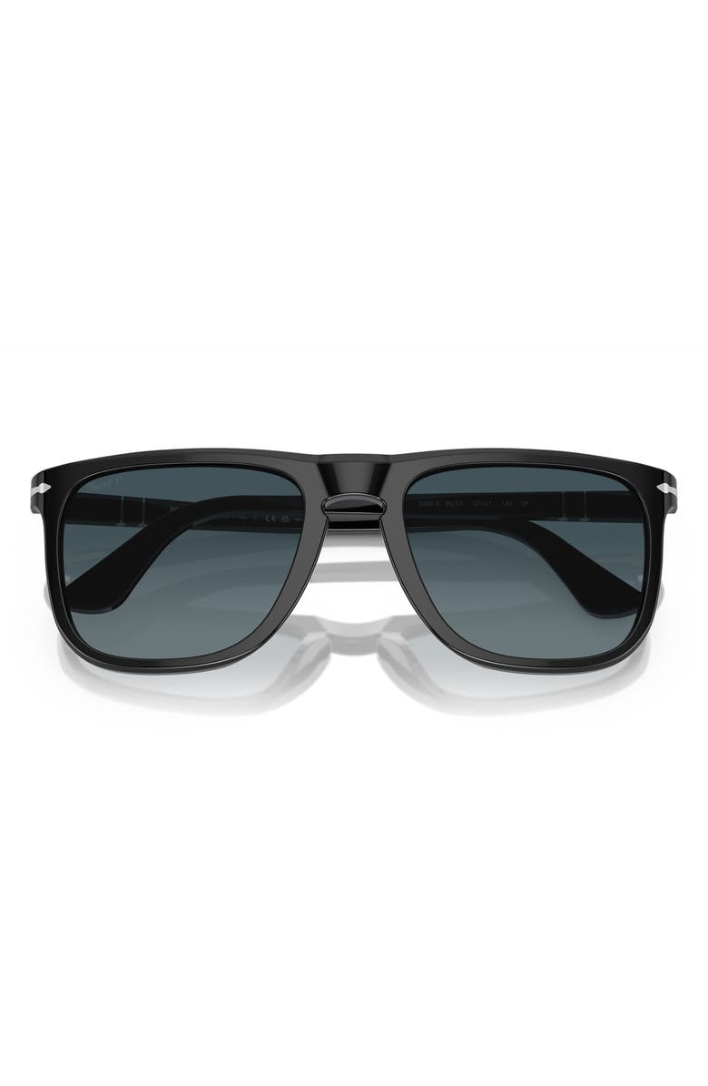 Persol 57mm Polarized Pilot Sunglasses, Alternate, color, Black