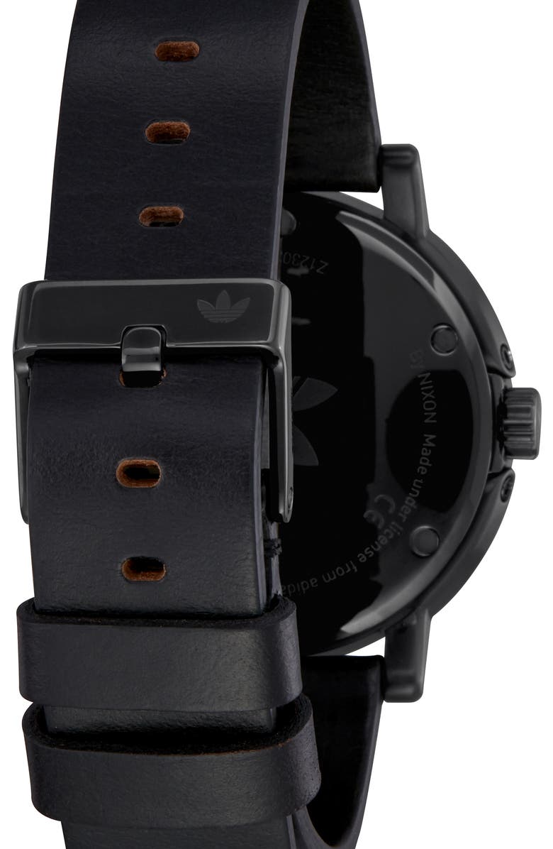 adidas District Leather Strap Watch, 40mm, Alternate, color, 