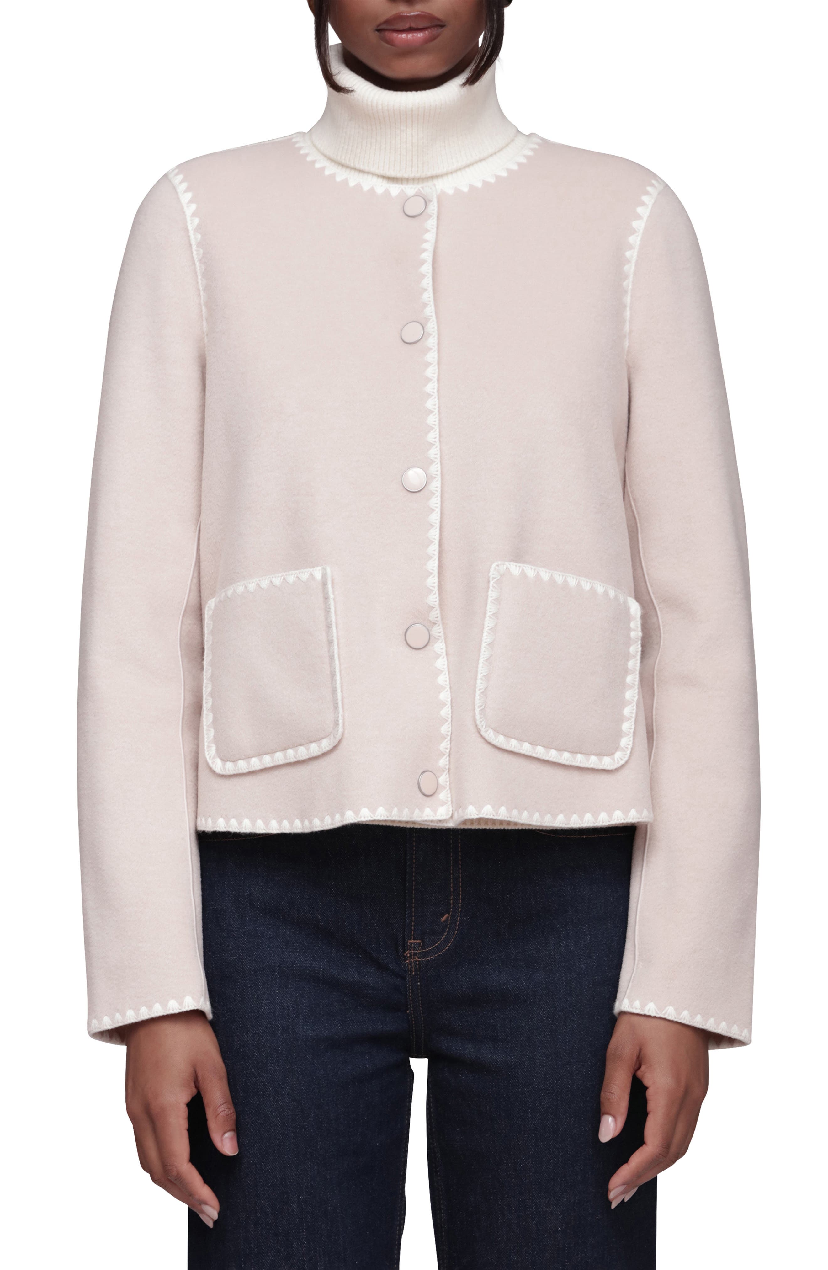 Bagatelle Contrast Stitch Collarless Jacket
