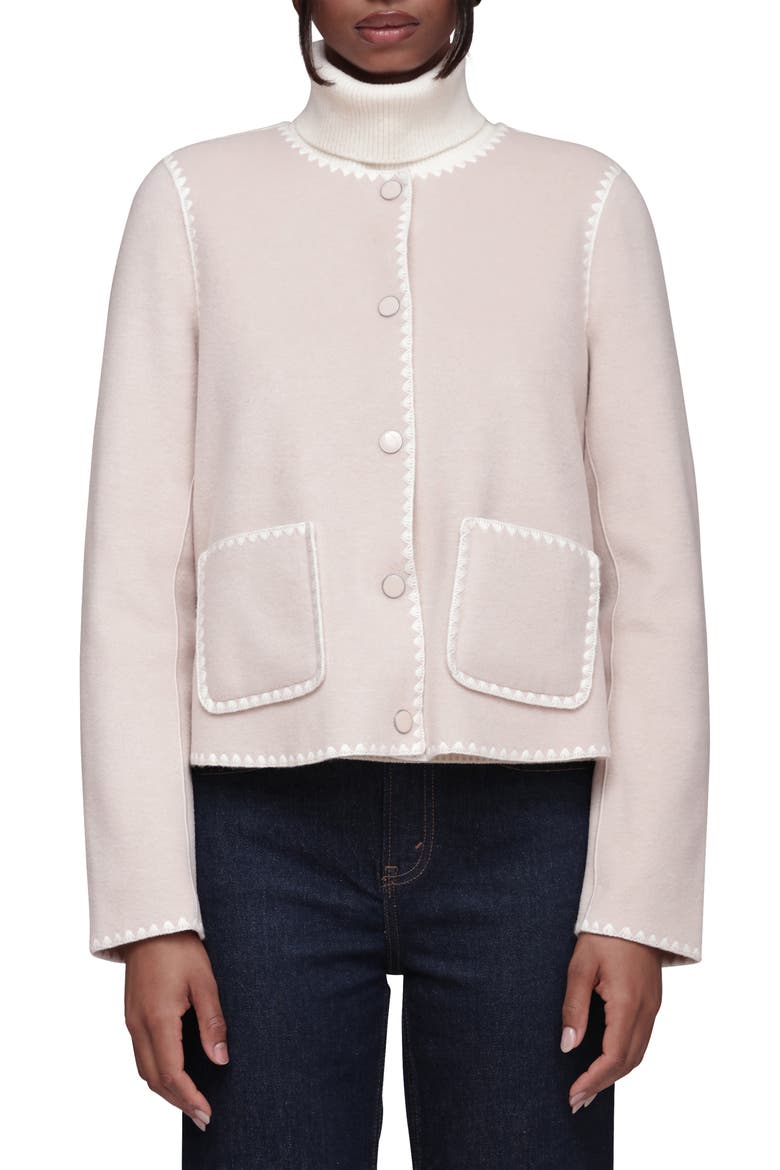 Contrast Stitch Collarless Jacket, Main, color, CREAM